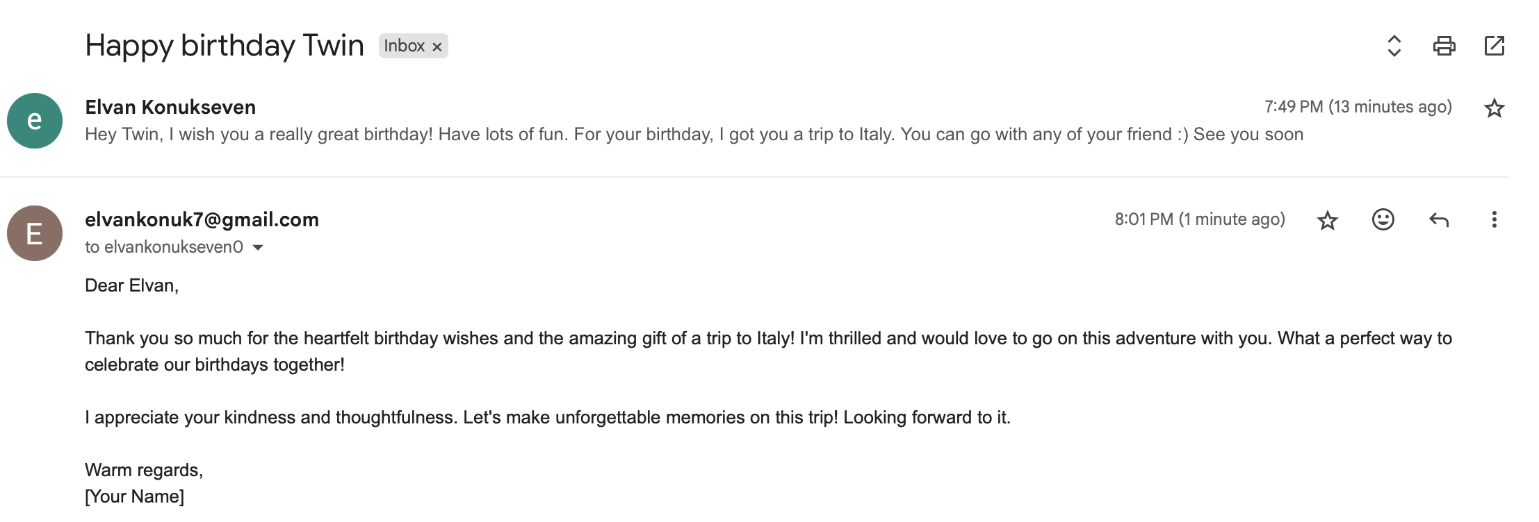 Email received notification